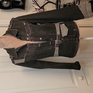 Apple Bottoms Size XL Denim Jacket Faded Black with Gray Accents